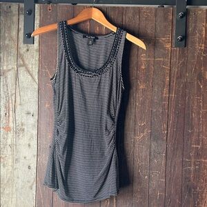 White House Black Market Black and White Striped Tank Top